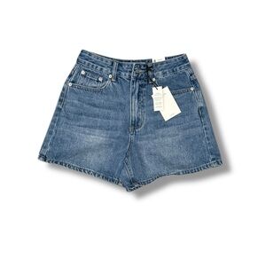 Glassons Blue High-Rise A-Line Denim Shorts